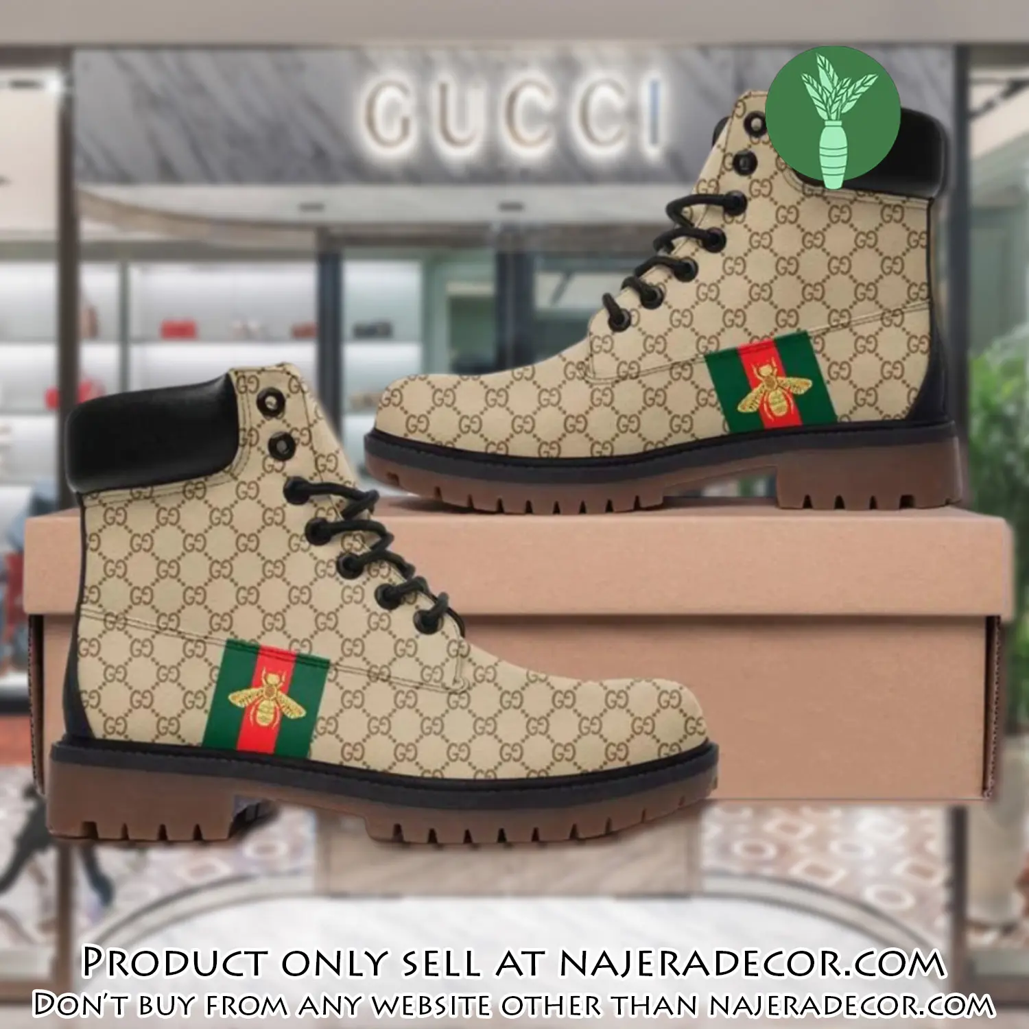 Gucci bee beige luxury brand boots premium gifts for men women njr2054853